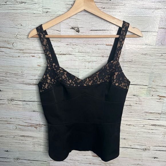 BCBGMaxAzria Tops - Bcbgmaxazria black tank top blouse lace brown size xs NWT